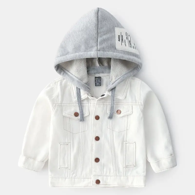 Джинсовая куртка для маленьких мальчиков коллекция года, осенне-зимние куртки для мальчиков, пальто Детская верхняя одежда, пальто для мальчиков, одежда детская куртка для детей возрастом от 2 до 7 лет - Цвет: Белый