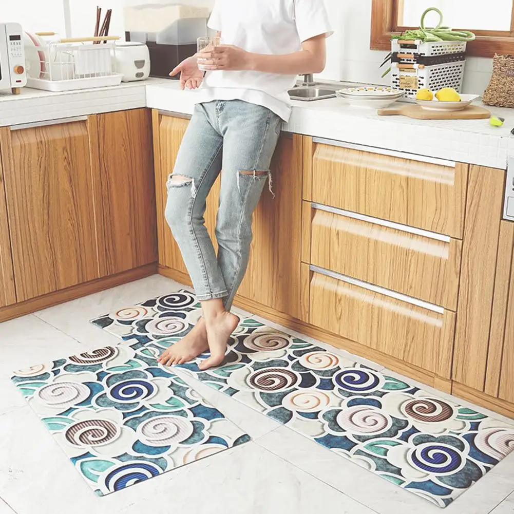 HobbyLane домашние прямоугольные водонепроницаемые Нескользящие кухонные ковры маслостойкие кожаные напольные коврики геометрическая абстракция - Цвет: time