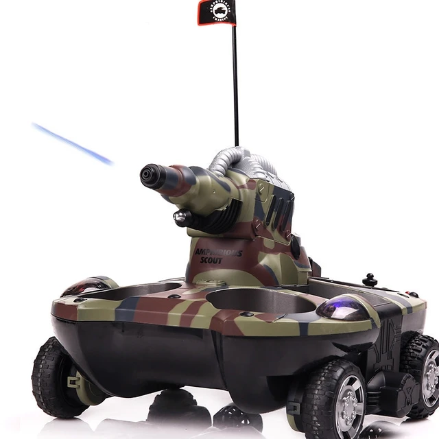 3-in-1 Amphibious RC Tank Launching Water Bombs Double Propellers Waterproof Electric Children's Remote Control Stunt Tank Toy 3