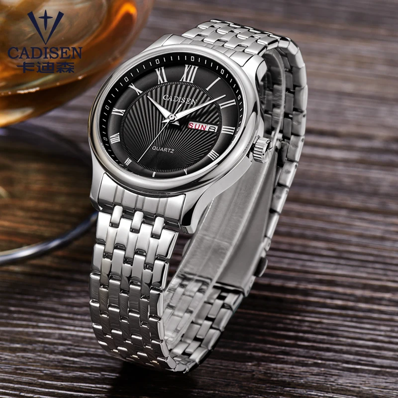 Мужские кварцевые часы Топ бренд класса люкс Cadisen бизнес часы из нержавеющей стали мужские классические водонепроницаемые часы relogio masculino