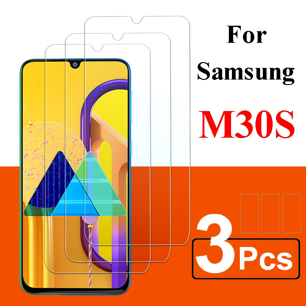3pcs case protective glass on the for samsung galaxy m30s screen protector m30 30s tempered film m 30 armored glas sheet cover |