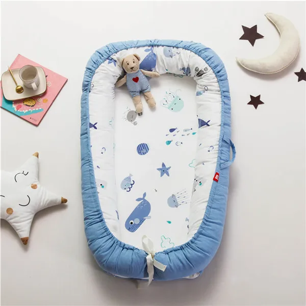 Портативная бионическая кровать-гнездо для малышей, хлопковая колыбель, детская люлька, бампер, складная спальная кровать для новорожденных, дорожная кроватка - Цвет: C2