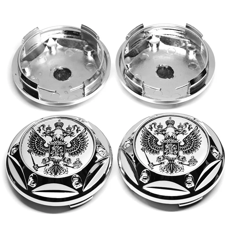 4Pcs Car Wheel Hub Caps Styling Coat of Arms of Russia Eagle Emblem Rim Decorating