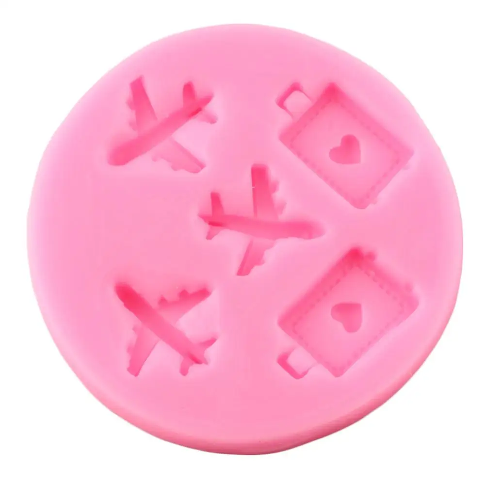 Airplane Travel Luggage Silicone Mould Party Cupcake Topper Clay Mold Cake Decor 