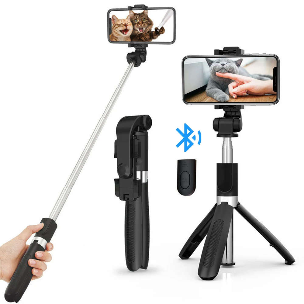 

3 in 1 Wireless Bluetooth Selfie Stick Foldable Mini Tripod Expandable Monopod with Remote Control for iPhone IOS Android