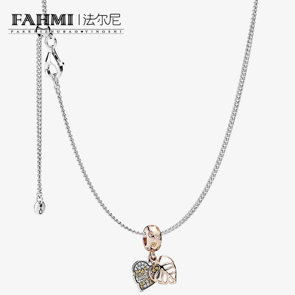 

FAHMI 100% 925 Sterling Silver 2019 Autumn R800245 Shining Maple Leaf Leaf Necklace Set Elegant Simple Women's Custom Necklace