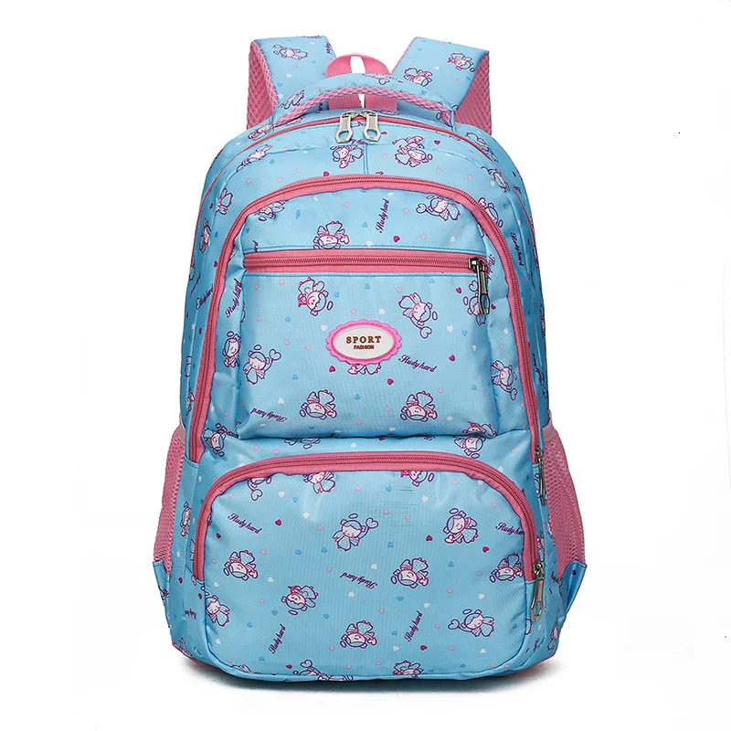 Детские школьные сумки для девочек, школьная сумка для начальной школы, детские школьные сумки, рюкзак с принтом, ортопедический рюкзак - Цвет: sky blue