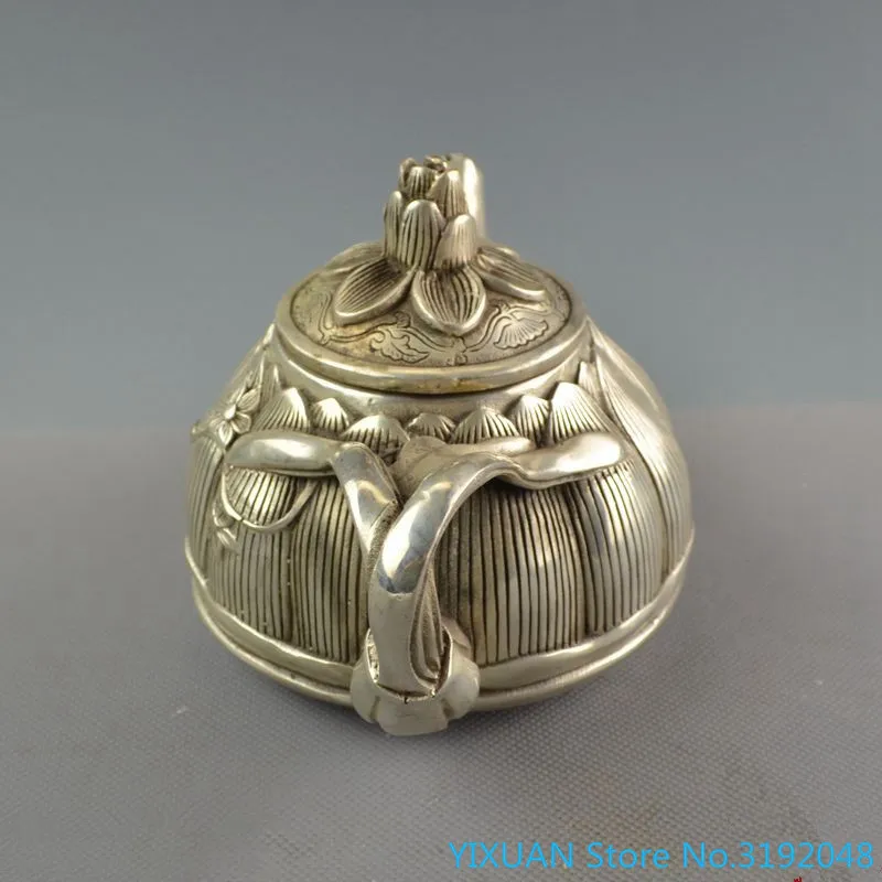 Lotus copper kettle antique copper ware collection home decoration antique silver plated copper wine pot tea kettle