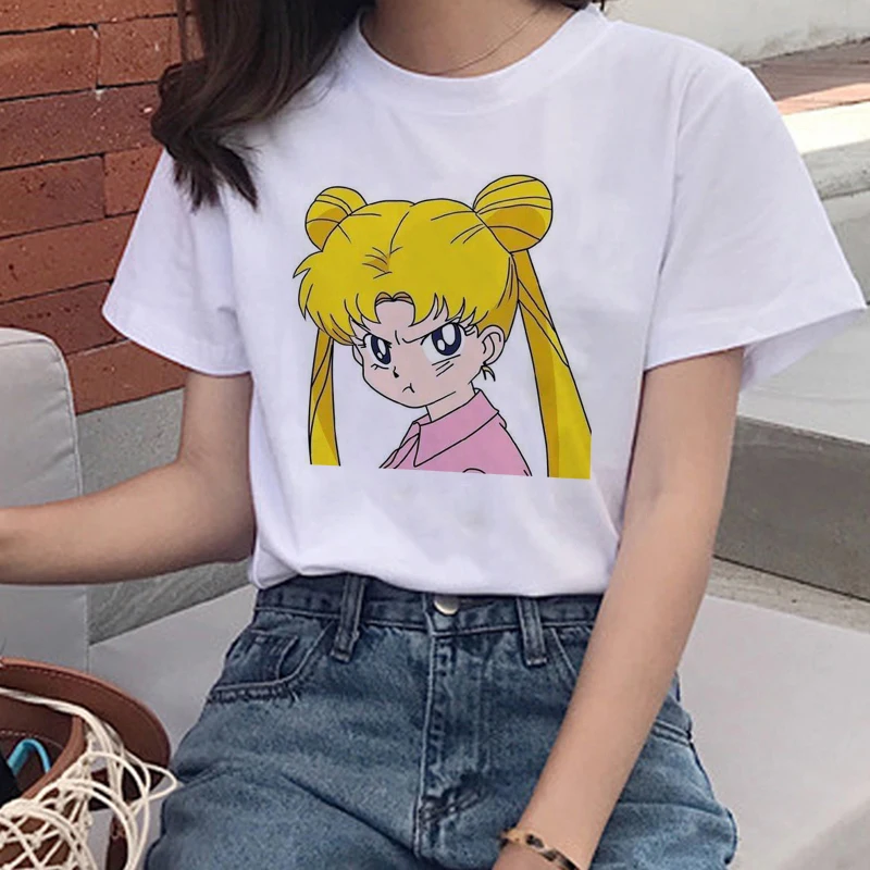 Сейлор Мун милый кот эстетический аниме принт Kawaii японский стиль Новый Harajuku Vogue