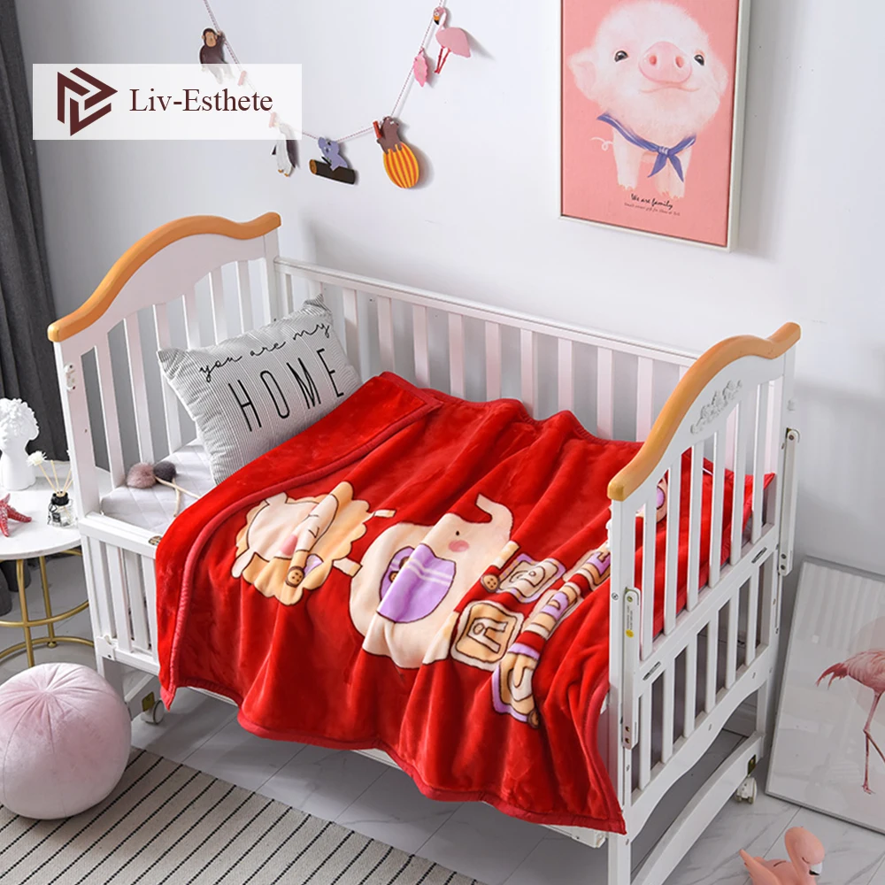 

Liv-Esthete Cartoon Elephant Baby Blanket Kids Flannel Active Printing Throw Blanket Portable Travel Cover Blanket For Mom Dad