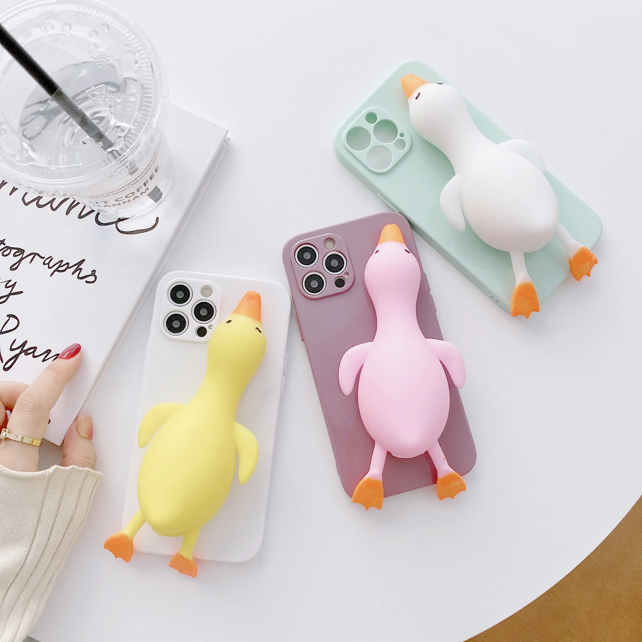 Relieve Stress Rebound Duck Phone Case for IPhone 11 12 Pro Max Mini Soft TPU Fidget Toys Back Cover Xr Xs | Мобильные телефоны и