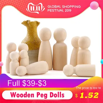 10pc 55mm Peg Dolls Wood Family Dolls Kids DIY Toys Christmas Gifts Handmade Wooden Blank Children'S Goods Boy And Girl Doll Toy 1