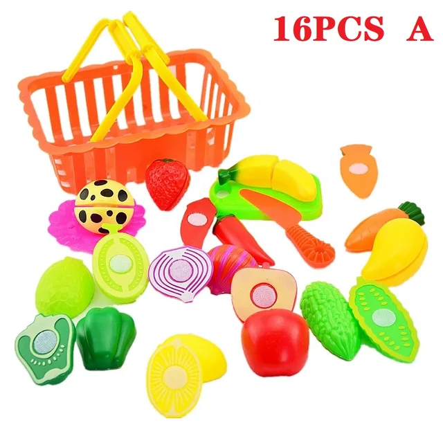 Cut Fruit Toys Plastic Food Toys Cut Up Fruit Pretend Play Set Fruit Cut Toy Toddler Cut Vegetables Toy Kids Kitchen Game Gift 3