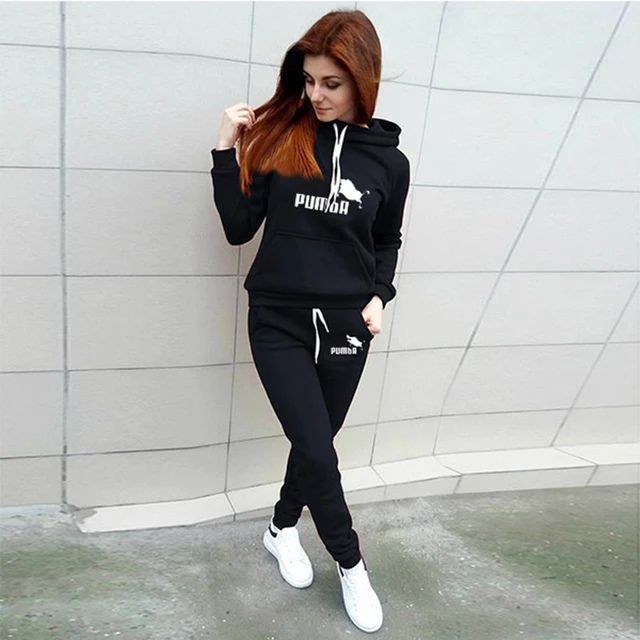 Spring Winter 2 Piece Set Jogging Women Hoodies Pants Printed Sportswear Suits Thicken Warm Ladies Girls Hoodie Sets Tracksuits Color 1