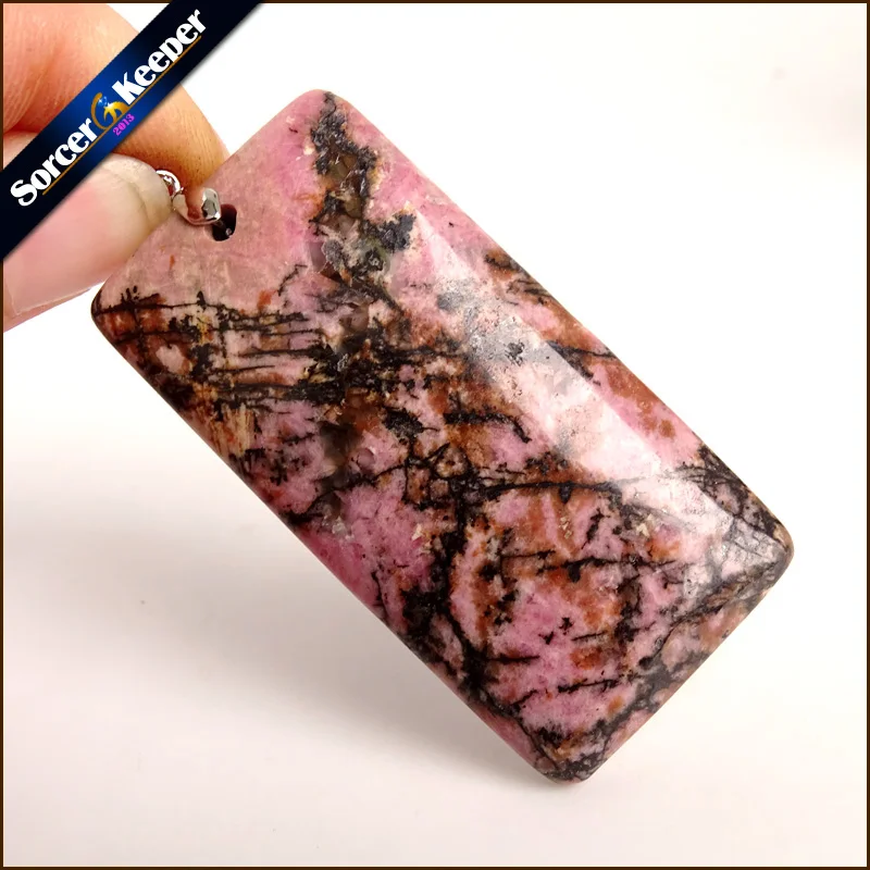 Natural Stone Real Rhodonite Stone Bijoux Vintage Diy Beads Pendant Costume Jewellery Women's Charm Necklace with Gift Box ZS468