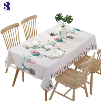 

SunnyRain 1-Piece Printed Waterproof Table Cloth for Dining PVC Tablecloth Oilproof Table Cover
