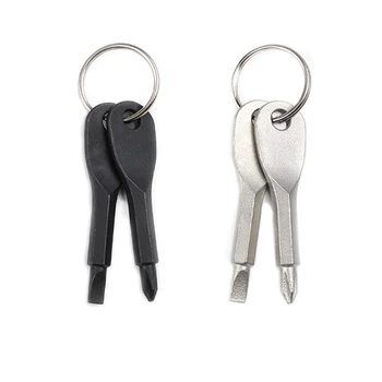 

Portable Outdoor EDC Slotted Minus Screwdriver Steel Emergency Key Chain Ring Multifunctional Tool