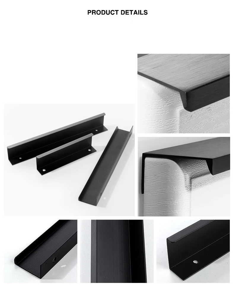 Черное золото скрытая ручка шкафа алюминиевый сплав кухонный шкаф ручки для выдвижных ящиков двери спальни Оборудование Для Обработки мебели