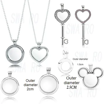 

New Fashion Sterling Silver Charm Magic Box Floating Small Box My Mouse Circle Heart Key Fashion Temperament Retro Classic