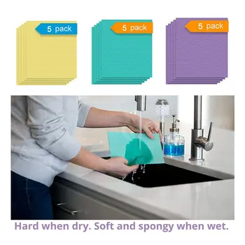 

5Pcs/Pack Super Absorbent Cleaning Cloth Cotton Kitchen Dish Cloth Tableware Household Cleaning Dishwashing Sponge Cloth Kitchen