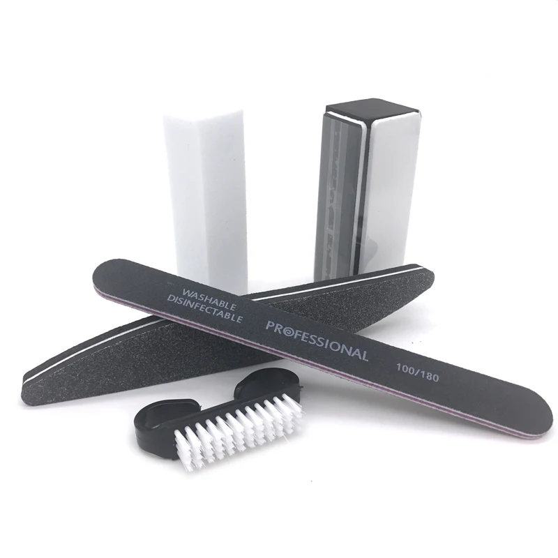 

5Pcs/Set UV Gel Nail File Black Kits Nail Dust Brush Sandpaper Block Pilniczki Do Paznokci Nail Grinding Polishing Art DIY Tool