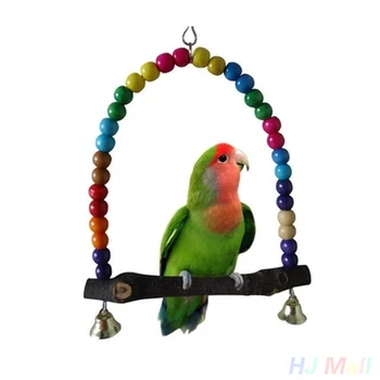 

Colorful Wood Swing Bird Toy Parrot Cage Toys Lovebird Budgie Conure Perches
