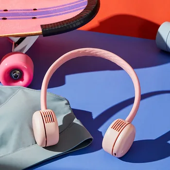 

Headphone Design Portable USB Rechargeable Neckband Fan Quiet Hand Free Mini Fan Wearable Lazy Sports Neck Fan for Running