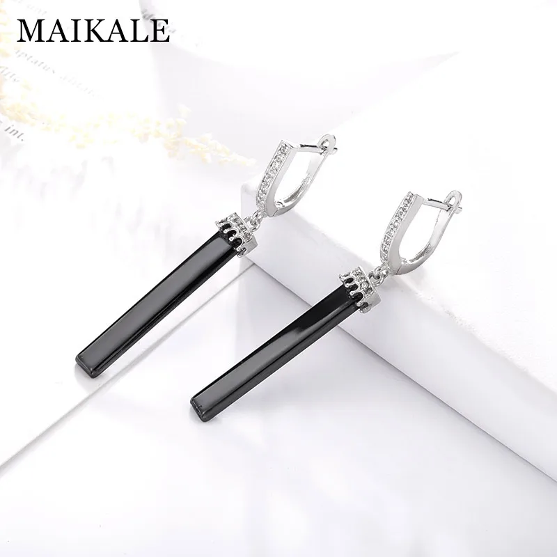 Женские классические серьги MAIKALE простые длинные золотого и серебряного цвета с