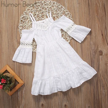 

Humor Bear 2020 Brand New Girls Dress Summer Toddler Dress Sling Lace 5 Points Short Sleeves Solid Color Dress Girls Clothes