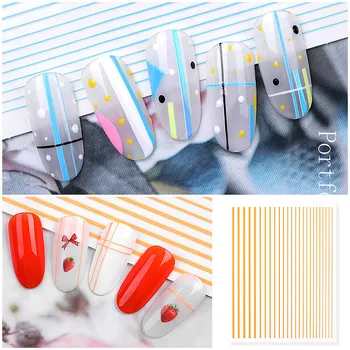 

PinPai Fluorescent Color Nail Art Sticker Rose Purple Green Line Strips Tape Nail Tips Decoration Decal Manicure Sticker Tools
