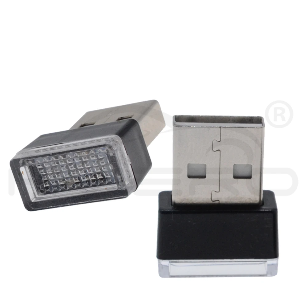 Hviero Car USB LED Atmosphere Lights Decorative Lamp Auto Emergency Lighting Universal PC Portable Plug and Play Red Blue White Pink