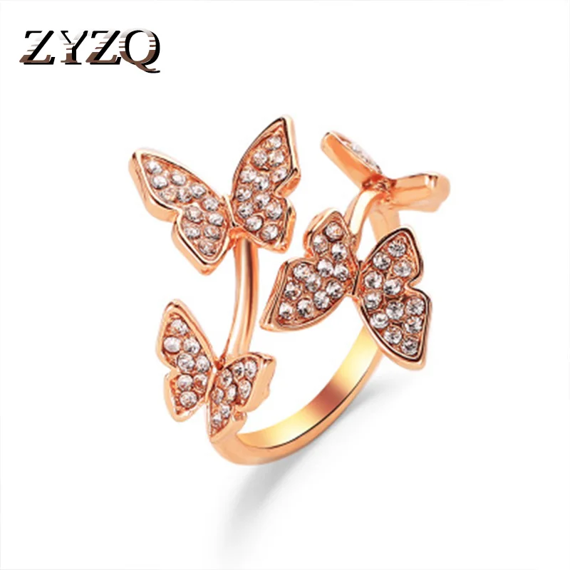 ZYZQ Новое поступление кольца романтический дизайн &quotБабочка&quot Открыть