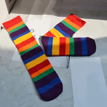 

Socks Baby Girl Knee High Rainbow Princess Cute Baby Kids Long Tube Booties Striped Socks