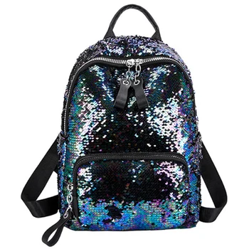 

Sequins Bling Teen Small Backpack Girl Travel Shoulder Bag Female Sequins Contrast Color School Backpack For Student Bag
