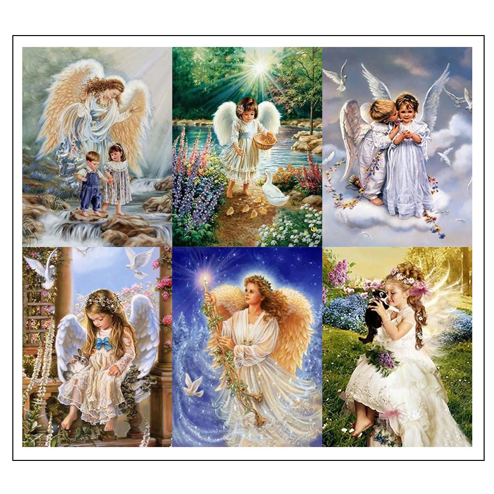 100% Полный 5D Diy Daimond Вышивка крестом &quotAngel Girl&quot 3D круглая Алмазная мозаика Стразы