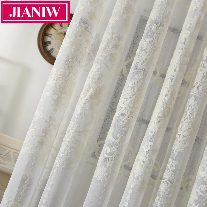 

Тюль JIANIW в европейском стиле с вышивкой, прозрачные Занавески для гостиной, кухни, спальни, вуаль, занавески для окон и дверей