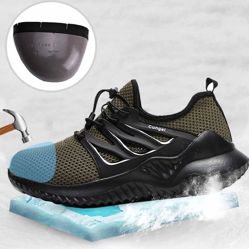 

Sooneeya Anti Smashing Anti Piercing Men Shoes Steel Toe Casual Breathable Sneakers Men Wear Resiting Male Safety Work Shoes