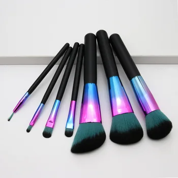 

7 Colorful Makeup Brushes Set Gradient Blue Wooden Handle Beauty Makeup Brush Set Eyeshadow Brush