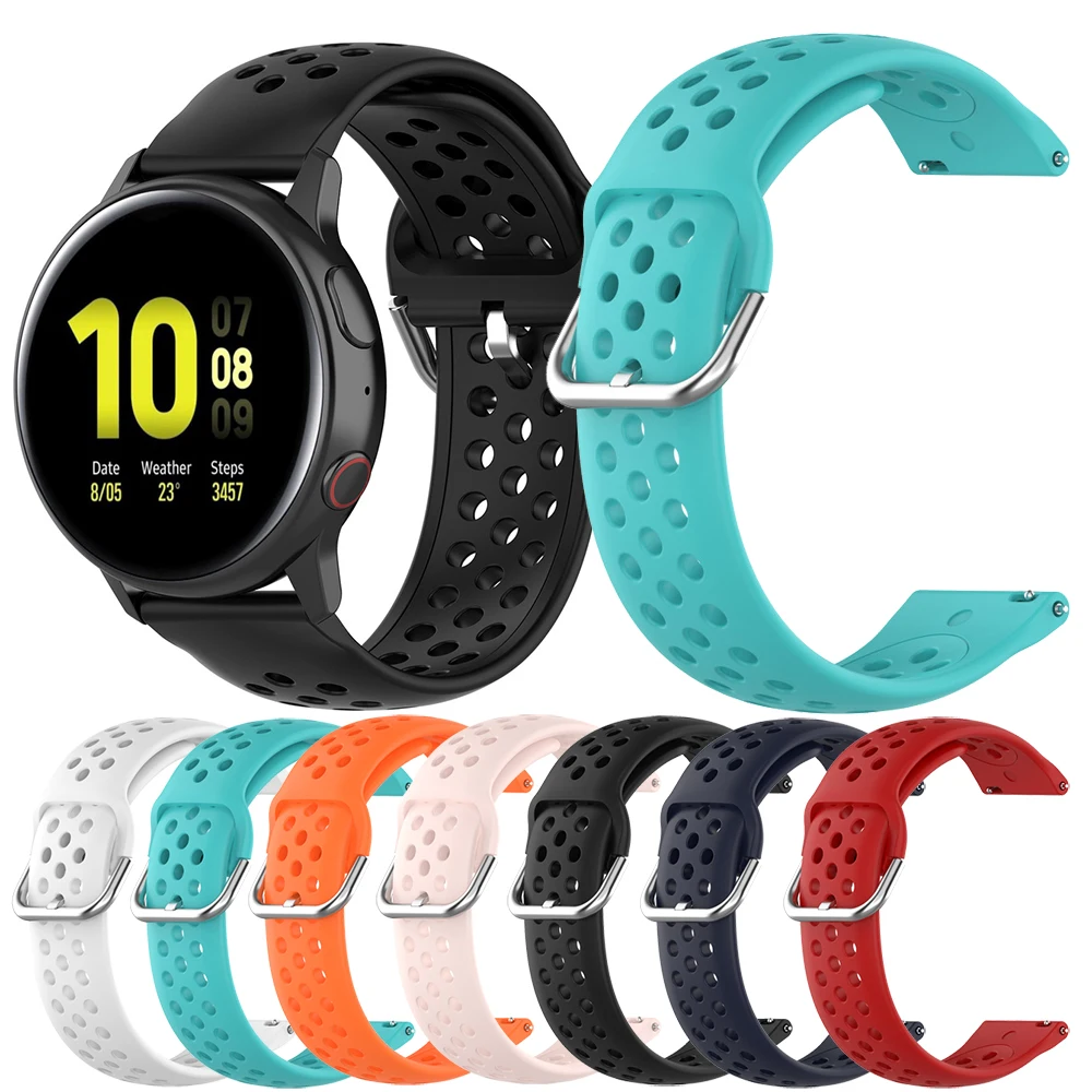 Ремешок силиконовый для Samsung Galaxy Watch Active 1 2 40 мм 44 мягкий браслет 42 46 3 41 45 20 22 |