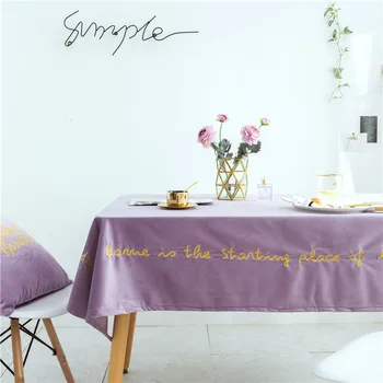 

Solid Table Cloth Velvet Purple Table Cover Gold embroidery Letter Tablecloths Home Decoration 140x140cm /140x180cm/140x230cm