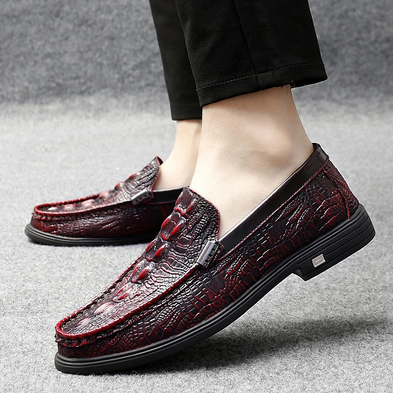 crocodile skin loafer shoes men genuine leather slip-on moccasins handmade man casual shoes drive walk luxury leisure Zapatos - Image 5