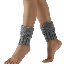 1 пара, женские зимние теплые вязаные гетры, Женский вязаный манжет для ботинок, вязаные верхушки, зимние носки под сапоги, гетры, Calcetines Mujer