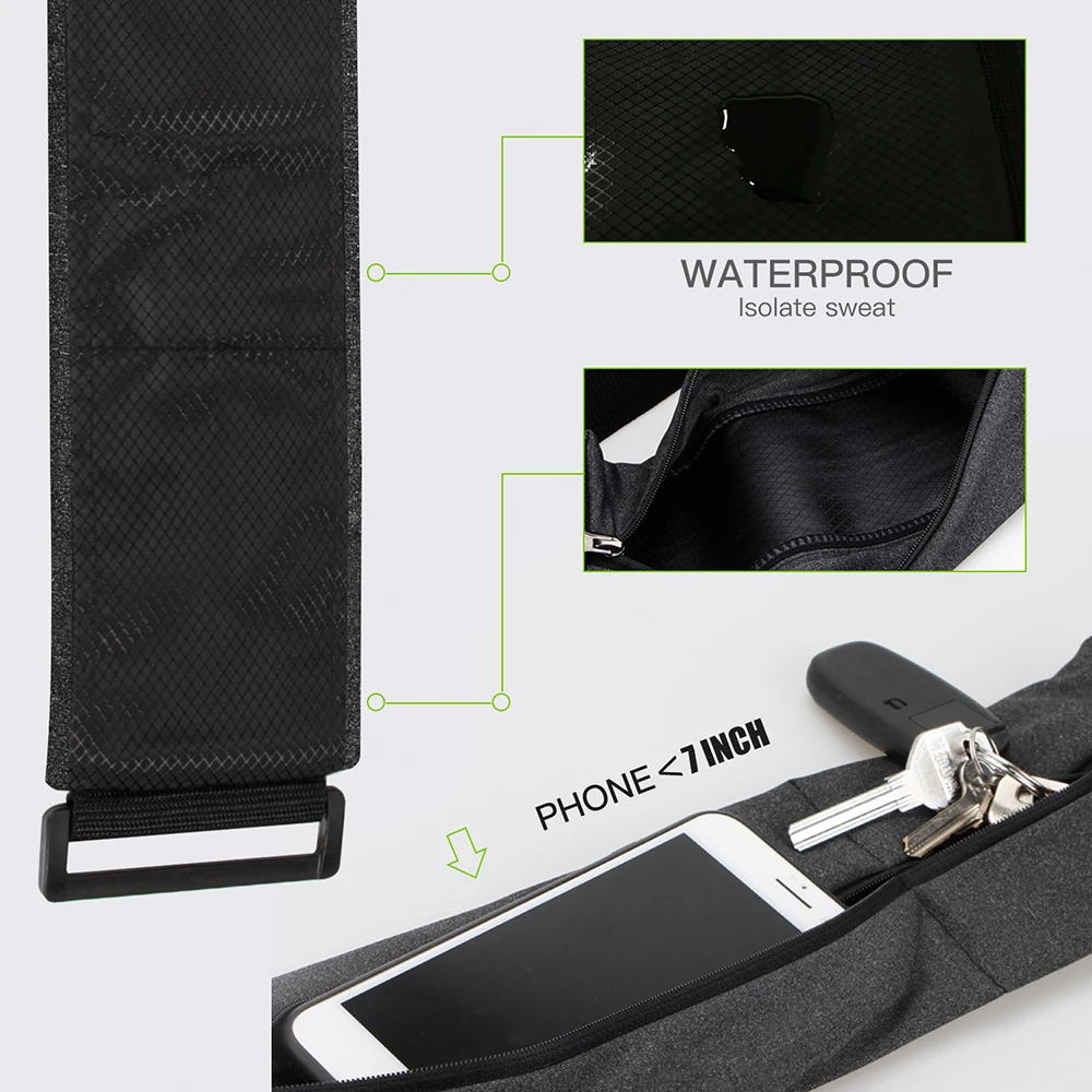 Trail Running Waist Belt Bag Gym Fitness Fanny Pack Elastic Waistband Double Zipper Pocket Racing Bag Sport Phone Case Bag 5
