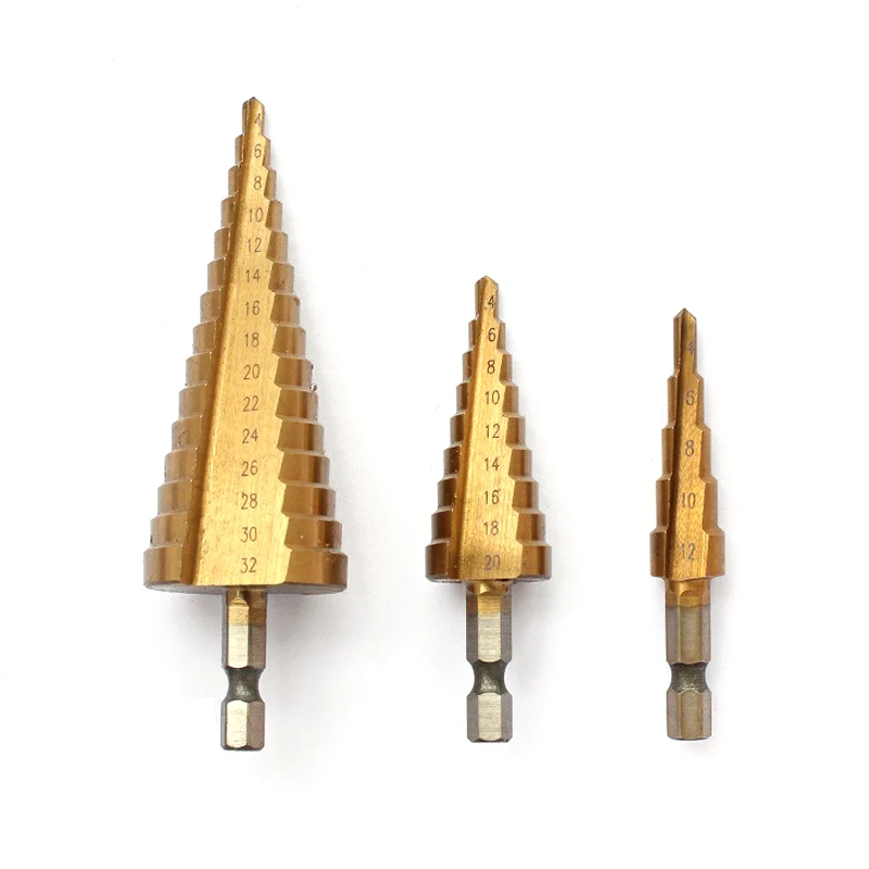 3pcs Hexagon Handle Spiral Stepped Drill Pagoda Drill Bit Hole Multi-purpose Reamer Plate Iron Aluminum PlateDrilling drill set 3pcs Hexagon Handle Spiral Stepped Drill Pagoda Drill Bit Hole Multi-purpose Reamer Plate Iron Aluminum PlateDrilling drill set