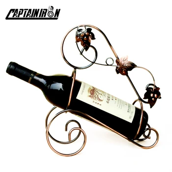 

CAPTAINIIRON Retro Metal Craft Wine Rack Creative Iron Wine Holder Wine Tabletop Stand for Vintage Home Decor Estante Para Vinos