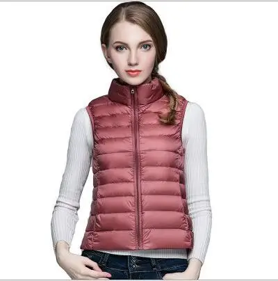 ZOGAA, женские парки, жилет, 90% белая утка, ультра-светильник, жилет, однотонный, тонкий, верхняя одежда, жилет, зимняя теплая короткая куртка, жилет, 12 цветов - Цвет: pink