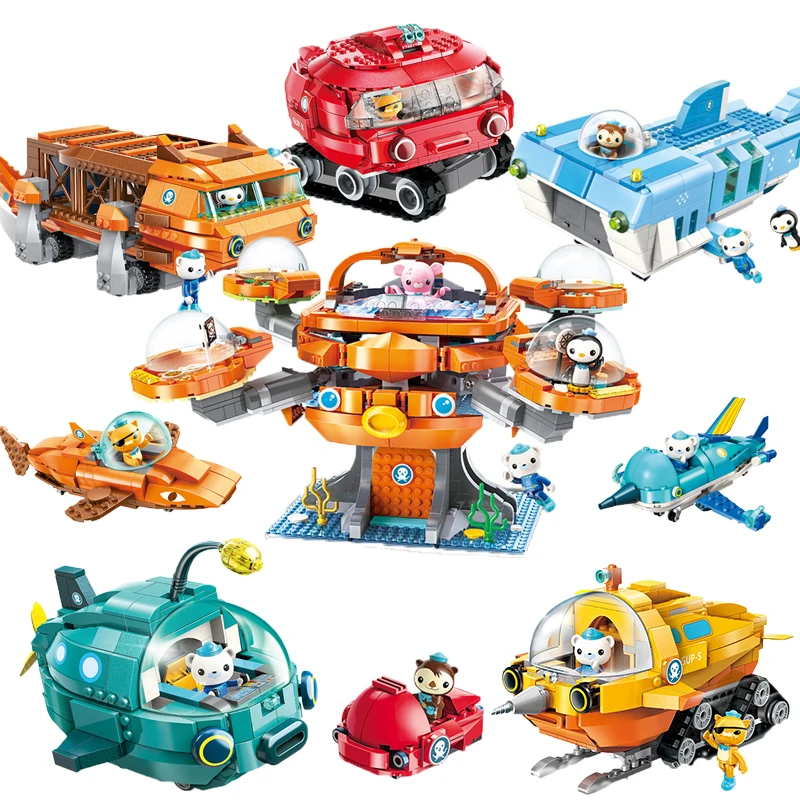 Enlighten Octonauts Building Blocks Octo-Pod Octopod Playset Barnacles kwazii peso Inkling 698pcs Educational Bricks Children | Игрушки и
