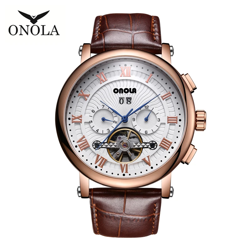 

2019 Fashion Big Dial Automatic Men's Mechanical Watch Multi-functional Month Week Calendar Display Luxury Mens Wristwatch ONOLA