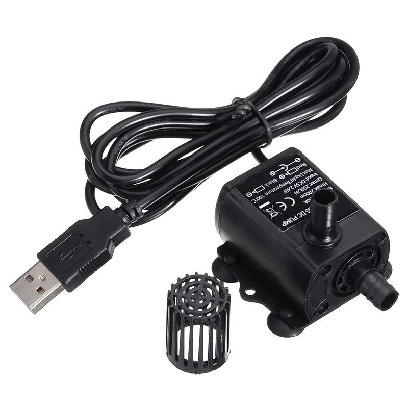 1 шт. DC/USB водяной насос погружной ультра-тихий мини Бесщеточный 5 в 2,4 Вт 250л/ч Лифт 200 см фонтан аквариумный циркулирующий микронасос