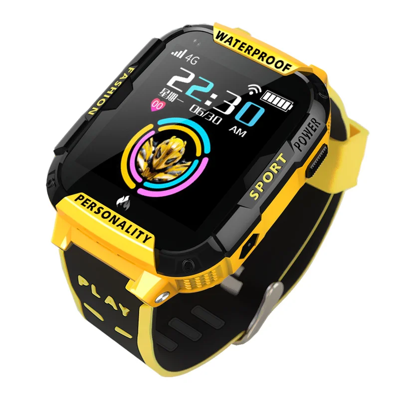 4G Детские умные часы gps SmartWatch K22 Видеозвонок SOS телефон часы IP67 водонепроницаемые детские часы Q12 Детские умные часы подарки - Цвет: Цвет: желтый